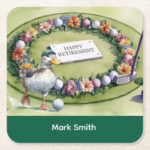 Dessous-de-verre Carré En Papier Retraite de golf avec thème golf