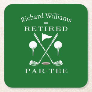 Dessous-de-verre Carré En Papier Retraite Golf Moderne Emblem Golf Clubs Retraités