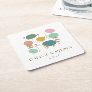 Dessous-de-verre Carré En Papier Retro Age atomique milieu du siècle moderne mariag