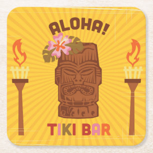Dessous-de-verre Carré En Papier Rétro barre de Tiki de style Aloha