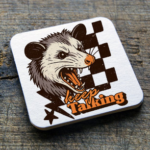 Dessous-de-verre Carré En Papier Retro Continue Talking Feral Possum : Animal sauva