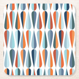 Dessous-de-verre Carré En Papier Rétro du milieu du siècle, goutte forme motif.