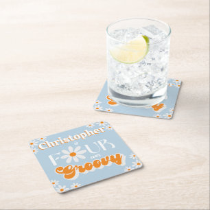 Dessous-de-verre Carré En Papier Retro Four Ever Super Boys 4e anniversaire