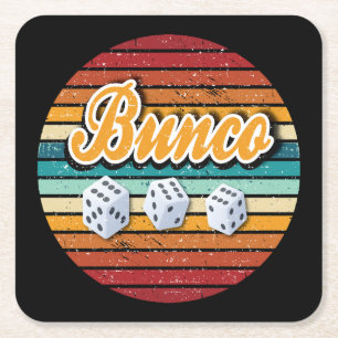 Dessous-de-verre Carré En Papier Retro Jeu Night Dice Bunco