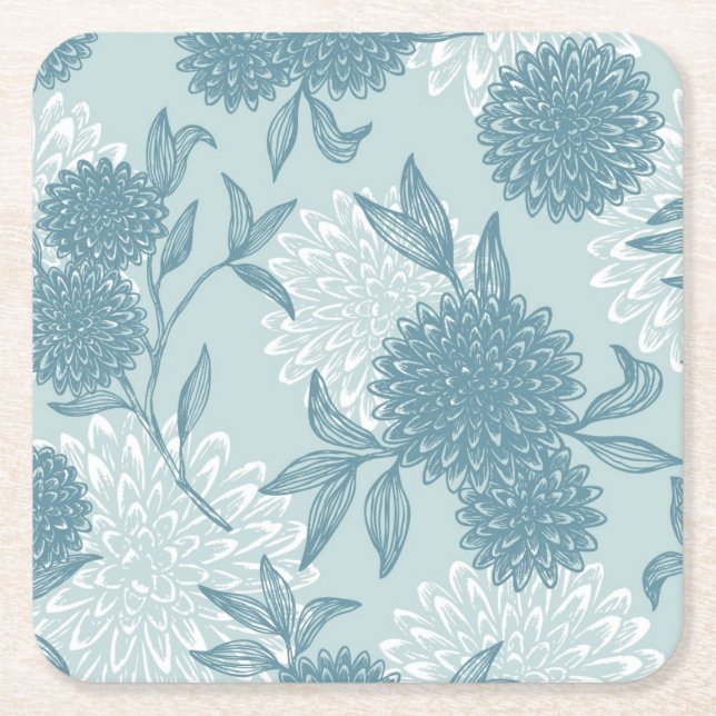 Dessous-de-verre Carré En Papier Rétro motif floral 2 2 (Devant)