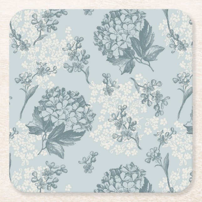 Dessous-de-verre Carré En Papier Rétro motif floral avec des fleurs de viburnum (Devant)