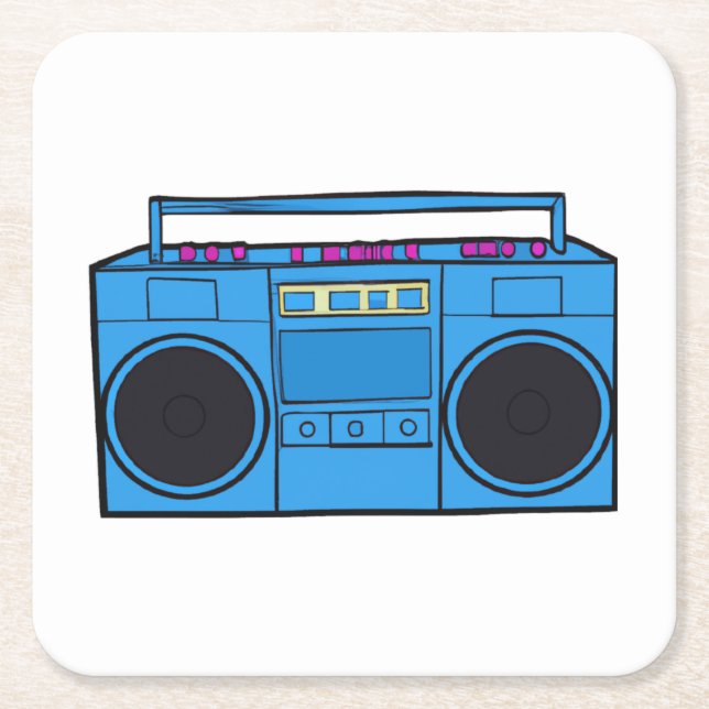 Dessous-de-verre Carré En Papier Retro Radio Boombox (Devant)