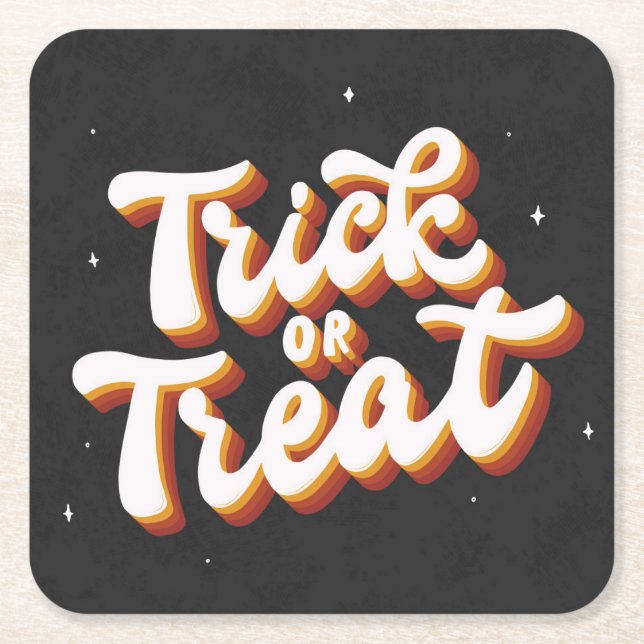 Dessous-de-verre Carré En Papier Retro Trick ou Treat (Devant)
