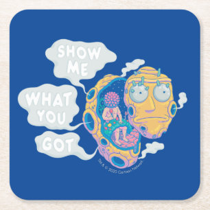 DESSOUS-DE-VERRE CARRÉ EN PAPIER RICK ET MORTY™  MONTREZ-MOI CE QUE VOUS AVEZ OBT