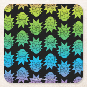 Dessous-de-verre Carré En Papier RICK ET MORTY™  motif Rainbow Rick Head