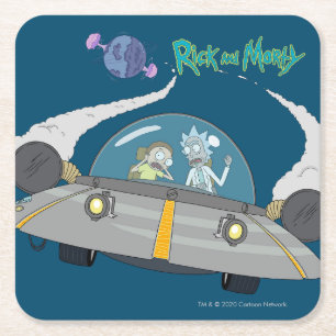 Dessous-de-verre Carré En Papier RICK ET MORTY™ Vol dans un vaisseau spatial