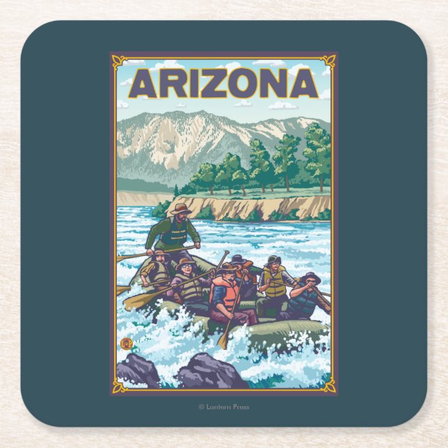 Dessous-de-verre Carré En Papier Rivière RaftingArizona (Devant)