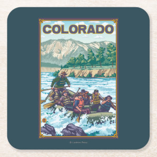 Dessous-de-verre Carré En Papier Rivière RaftingColorado