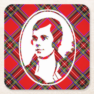 Dessous-de-verre Carré En Papier Robbie Burns, le Barde écossais de Tartan