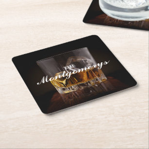 Dessous-de-verre Carré En Papier Roches Whiskey Rustiques Personnalisées
