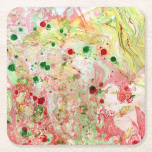 Dessous-de-verre Carré En Papier Rodern Red Yellow Green Marble Look Abstract