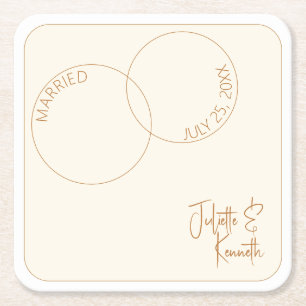Dessous-de-verre Carré En Papier Ronds de mariage minimalistes en papier pour maria