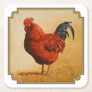 Dessous-de-verre Carré En Papier Rooster chicken de Rhode Island