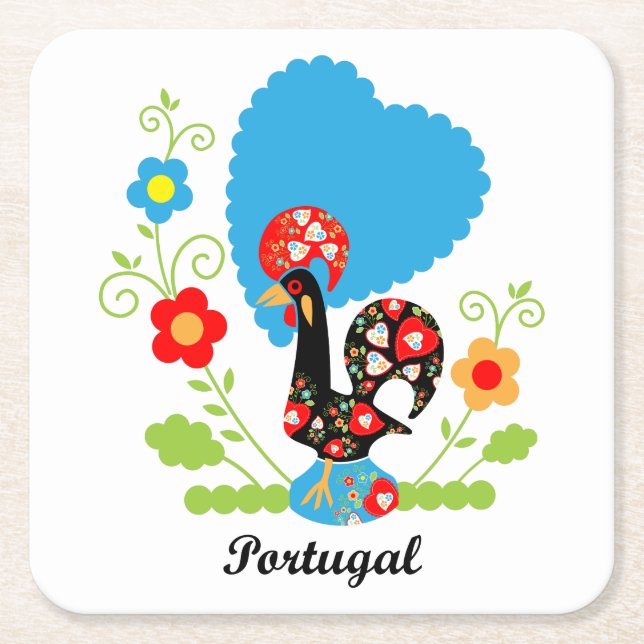 Dessous-de-verre Carré En Papier Rooster portugais (Devant)