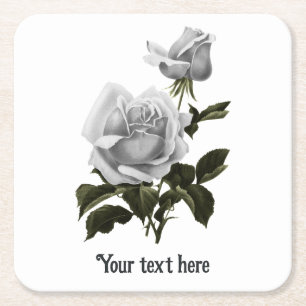 Dessous-de-verre Carré En Papier Rose blanche Grimoire
