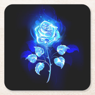 Dessous-de-verre Carré En Papier Rose bleu brûlant