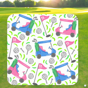 Dessous-de-verre Carré En Papier Rose Bleu Vert Golf Preppy
