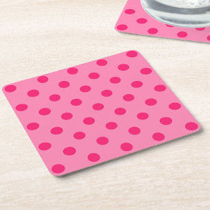 Dessous-de-verre Carré En Papier Rose Chaud Sur Pois Rose Design Motif