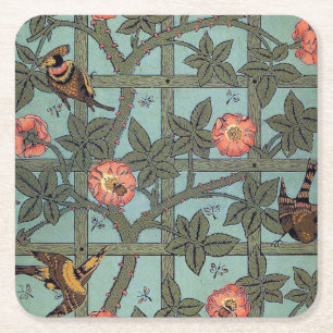 Dessous-de-verre Carré En Papier Rose d'Escalades & Petit Oiseau, William Morris