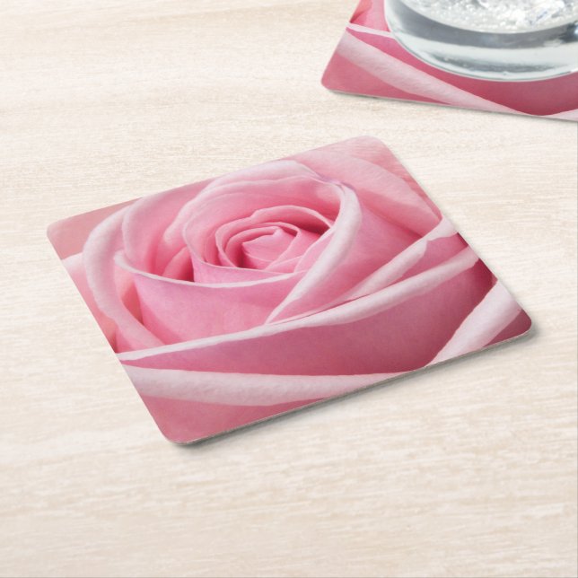 Dessous-de-verre Carré En Papier Rose douce (Incliné)