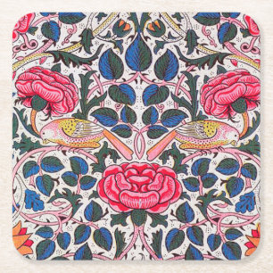 Dessous-de-verre Carré En Papier Rose et Bird, William Morris