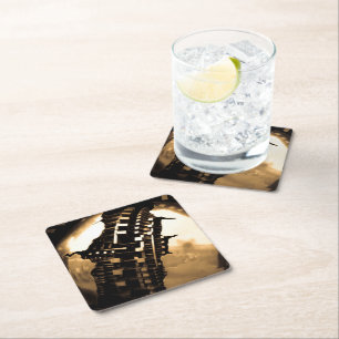 Dessous-de-verre Carré En Papier Rose Gold Steampunk