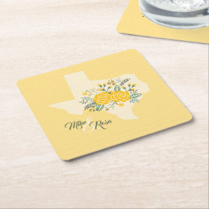 Dessous-de-verre Carré En Papier Rose jaune du Texas - En vichy Mariage d'État