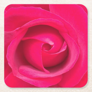 Dessous-de-verre Carré En Papier Rose rouge romantique