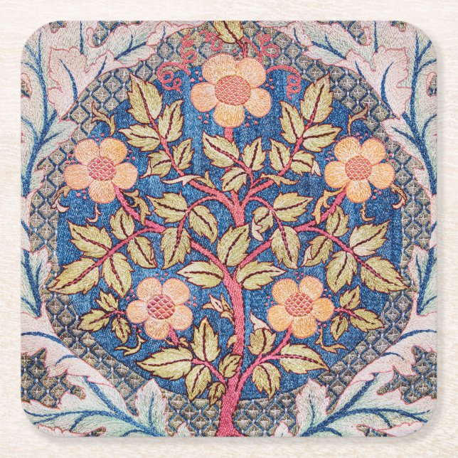 Dessous-de-verre Carré En Papier Rose Wreath, William Morris (Devant)