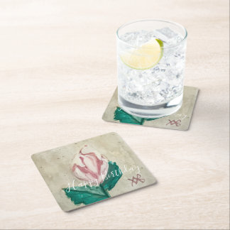 Dessous-de-verre Carré En Papier Rosebud Joyeux anniversaire