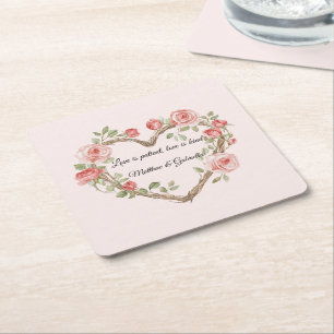 Dessous-de-verre Carré En Papier Rosée Noire Romantique Rose Rose Rose Mariage du c