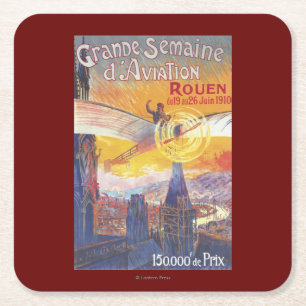 Dessous-de-verre Carré En Papier Rouen, France - pilote et avion