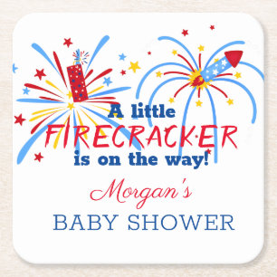 Dessous-de-verre Carré En Papier Rouge blanc et 4 juillet Baby shower