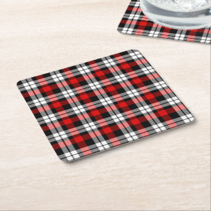 Dessous-de-verre Carré En Papier Rouge Blanc Noir Buffalo Check Plaid Motif