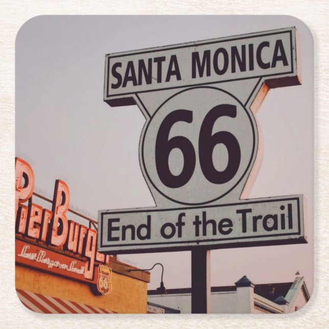 Dessous-de-verre Carré En Papier Route 66 Californie (Devant)