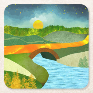 Dessous-de-verre Carré En Papier Route d'or