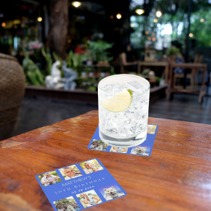 Dessous-de-verre Carré En Papier Royal bleu photo collage fête d'anniversaire