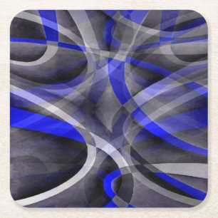 Dessous-de-verre Carré En Papier Royal Blue et Gris Groovy des années 80 à ligne ar