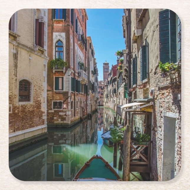 Dessous-de-verre Carré En Papier Rue étroite avec canal à Venise (Devant)