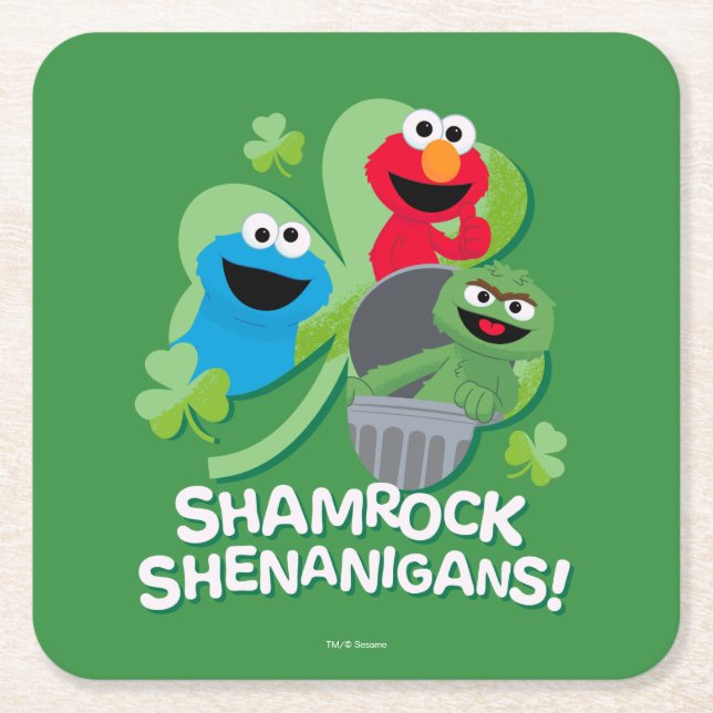 Dessous-de-verre Carré En Papier Rue Sésame | Shenanigans shamrocks ! (Devant)