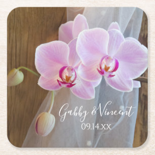 Dessous-de-verre Carré En Papier Rustic Orchid Elegance Pays Barne Mariage