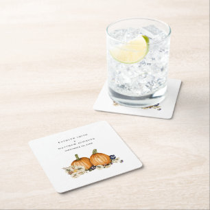 Dessous-de-verre Carré En Papier Rustique Botanique Automne Citrouille Mariage de a