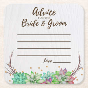 Dessous-de-verre Carré En Papier Rustique Floral Conseils succulents pour mariée & 