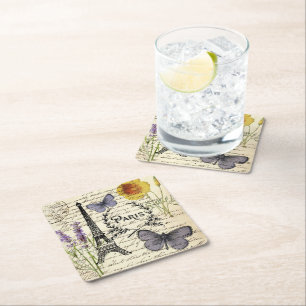 Dessous-de-verre Carré En Papier rustique français scripts de pays paris eiffel tow