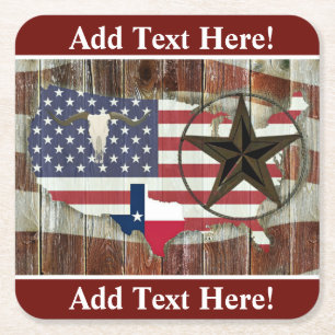 Dessous-de-verre Carré En Papier Rustique Texas Lone Star Texas Long Horn Carré Pap